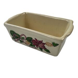 Garden Ridge Poinsettia Holiday Ceramic Loaf Pan Baking Dish Christmas Flowers